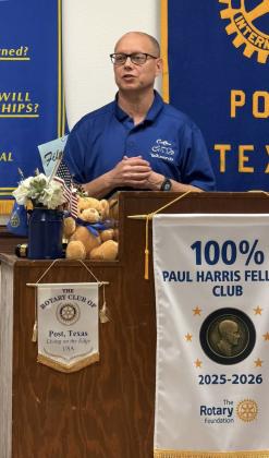 WHAT’SBREWING Jeff Hood shared updates on new developments at Coffee Wizards during the recent Post Rotary Club meeting. | COURTESY PHOTO