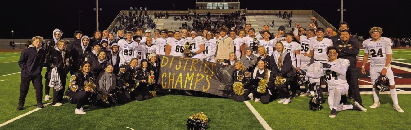DISTRICT CHAMPIONS The Post Bold Gold Antelopes finished their season with a district record of 5-0 after their win against the Abernathy Antelopes Friday, November 8, with a score 21-13. | KHLOE SMITH PHOTO