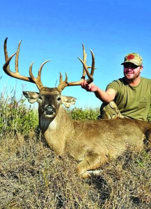 BIG BUCK WINNER Evan Botsford of Lubbock was named the Overall and Bow Winner of the 2024-25 Big Buck contest sponsored by Star Feed &amp;amp; Seed of Spur. Botsford’s whitetail scored a total score of 174.5 inches with an inside spread of 20.625 inches. The deer was killed in Kent County, in late October, with a bow. He won a prize of $1,000 and a monogrammed jacket. He graciously donated his winnings to the Spur FFA Booster Club. | COURTESY PHOTO