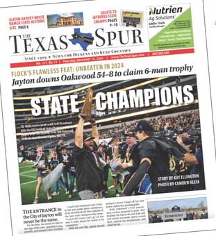 FRENSHIP HIGHSCHOOLER Camden Reese got his shot at covering the UIL State Football Chamionship in December 2024 thanks to a Texas Spur connection— and came away with an award winning page- one photograph.
