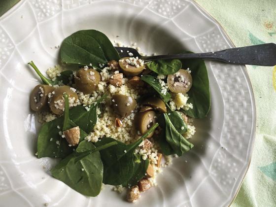 Couscous spinach grain bowl