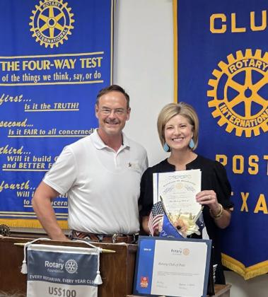 ROTARY WELCOME Post Rotary Club member Stephanie Allen, managing editor of The Post Dispatch, was presented with her Rotary membership packet during the club’s June 9 meeting. | COURTESY PHOTO