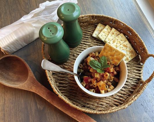 FALL VIBES Minestrone is a wonderful way to keep a soup in a hearty-way, satisfying yet packed with good nutrition. The addition of pasta, and even some potato in this version, makes for a filling meal. | ANGELINA LARUE PHOTO RABBITS OF DIFFERENT SORTS have multiplied at the Jackrabbit Route 66 gift shop in Sot. Joseph, Arizona. A scary-looking giant rabbit—saddled up for photo ops—was replaced some years ago with a happier one, and was joined by a VW Rabbit on the site.