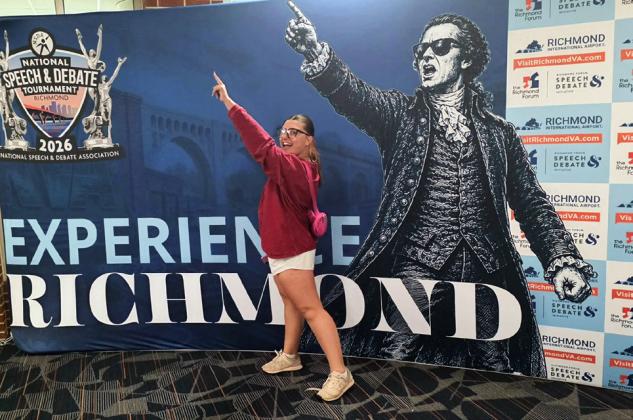 POST REPRESENTED Khloe Smith, Post High School junior, accompanied by her coach, Deborah Garoui, qualified for the NSDA in Richmond Virginia. | COURTESY PHOTO