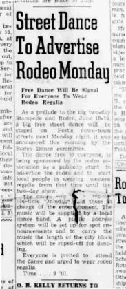 “Everyone is invited to attend the dance and urged to wear rodeo regalia,”