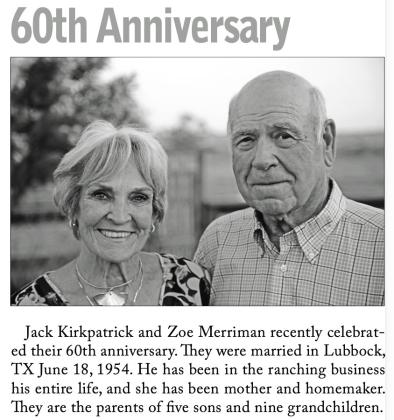 FROM THE ARCHIVES Jack G. Kirkpatrick and his wife, Zoe, who died in 2019, were pictured in the Post Dispatch on the occasion of their 60th anniversary, in July 2025. | POST DISPATCH