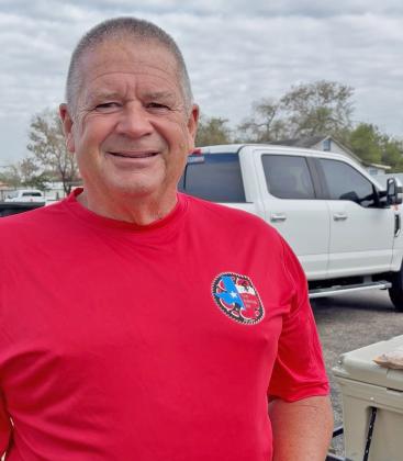 THE COOK Bruce Saltalamachia from Louisiana fixed smoked pulled pork for the bicyclists as they headed from Lubbock to Houston in honor of fallen first responders from our area.
