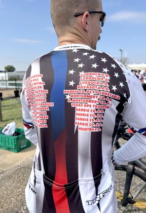 REMEMBER Names of the fallen first responders being remembered in this ride are on the backs of each participant.
