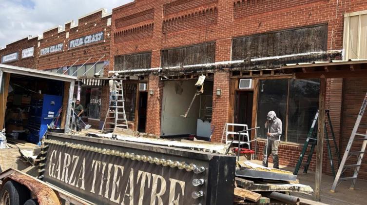 HISTORIC RENEWAL Facade improvements are underway at the Garza Theatre in downtown Post, with more renovations and enhancements in the months ahead. | COURTSY PHOTO