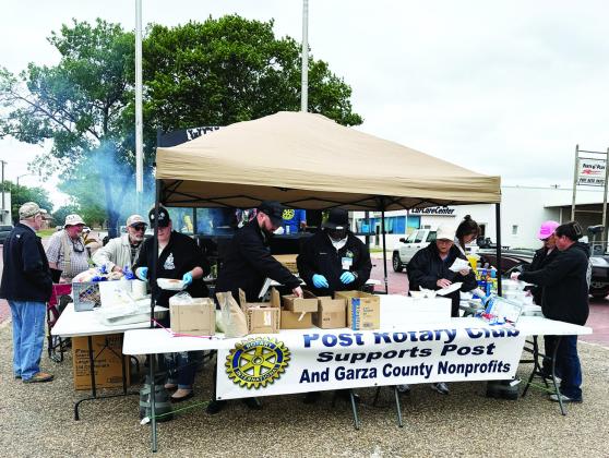 POST ROTARY The Post Rotary Club held an annual fundraiser for the senior scholarship fund on Friday, May 2. For a donation, the club grilled hamburgers and sausage wraps. For more information about the Rotary Club, please email rotaryclubofposttexas@gmail.com. | PERKY PALETTE PHOTO