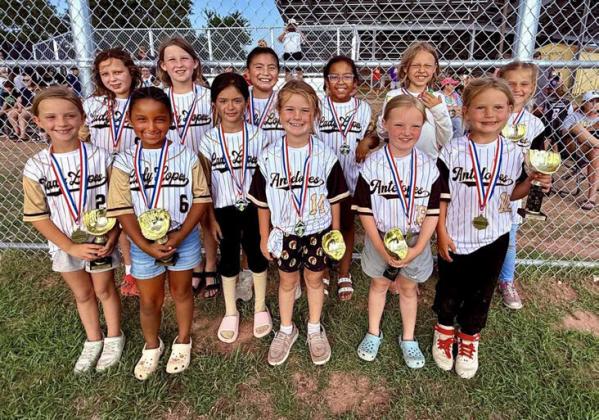 7/8 SOFTBALL Back Row: Maiya Ayala, Ava Dennison, Isabella Montoya, Khloe Jefferson, Kayla Arredondo, and Zoee Ray. Front Row: Lillian Belongia, Nohely Hernandez, Baylea Ramirez, Kennedy Beck, Hadlei Molnoskey, and Samantha Tadlock. | COURTESY PHOTO
