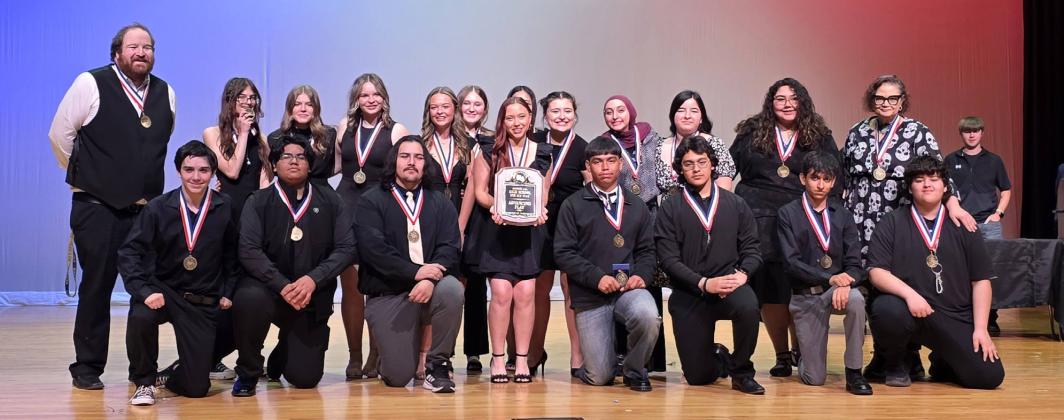 POST ISD ONE ACT PLAY The Post High School One Act Play cast, crew and directors are pictured after earning the District 4-2A Advancing Play title with their performance of “Telmah in Death,” advancing to the bi-district competition. | COURTESY PHOTO
