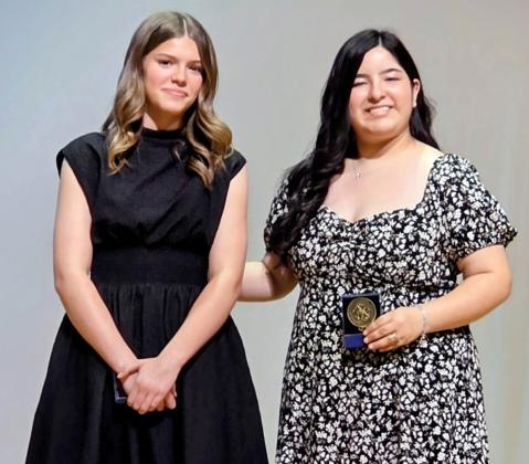 CREW AWARDS Landyn Rister, left, received the lighting award and Camila Bustos was recognized as stage manager. | COURTESY PHOTO