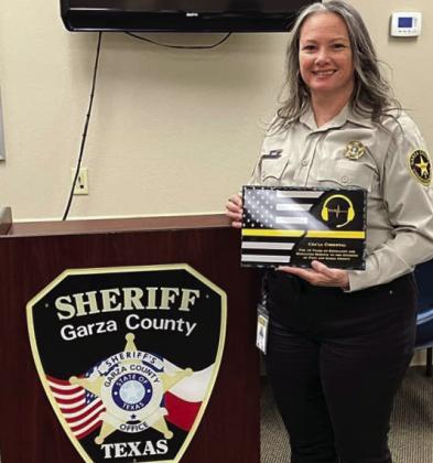 Garza County Sheriff Terry Morgan announced the promotion of Cha’La Cimental as Communications Supervisor. Cimental has been employed at the GCSO since January 2013 in dispatch. As a communications trainer, she has trained numerous dispatchers. Sheriff Morgan said, “Cha’La is the calm voice in the dark. She has worked very hard for this position.” Congratulations! Courtesy Photo