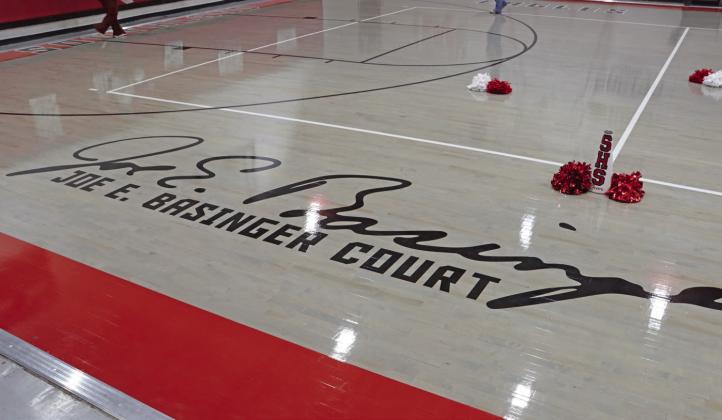 Joe E. Basinger, president of the Southland ISD Board of Trustees, was honored during a dedication ceremony on Tuesday, Dec. 16, 2025, at the Southland gym. The basketball court was named in Basinger’s honor in recognition of more than five decades of leadership, service, and advocacy for students, staff, and the Southland community. The ceremony was led by Southland ISD Superintendent Toby Miller.