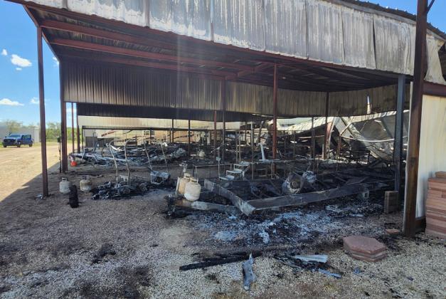 Fire departments dispatched out at approximately 2:15 a.m. Oct. 25 to Reeds RV Park. Post, Justiceburg and Snyder departments responded. Unofficially, the Texas Fire Marshals are considering it “undetermined” as the cause of the fire. Several structures were completely burned, but caused no injuries. | PAULA JACKSON PHOTO
