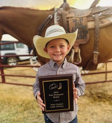 MOST TYPICAL LITTLE COWBOY The Post Stampede Rodeo named Grady Dorsett as the Most Typical Little Cowboy. Grady will be in the first grade at Post Elementary, he is the son of Matt and Whitney Dorsett. | WHITNEY DORSETT PHOTO