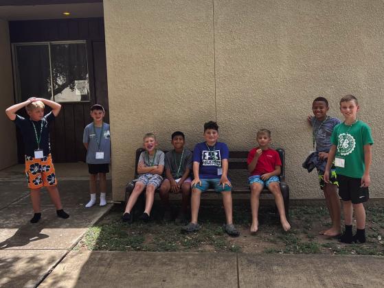 READY AND WAITING Garza County 4-H boys await their first activity after being dropped off Sunday for their week at Camp Brownwood. Pictured are Jonsey Belongia, Samuel Reiter, Rody Howard, Jose Narvez, Cooper Britton, Lane Nelson, EJ Webb, and Kellan Patton. | COURTESY PHOTO