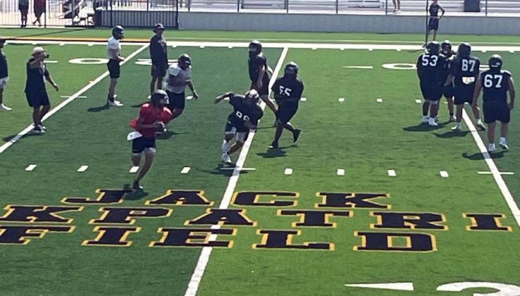 BOLD GOLD BATTLE Post Antelope football players competed during the Bold Gold intersquad scrimmage Saturday, Aug. 8, as the team prepares for the 2026 season. | RUSS MORRIS