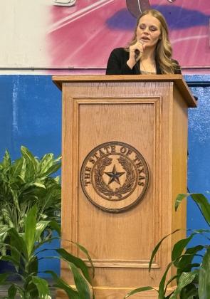 REBEKAH ODOM of Post performed National Anthem and sang “Amazing Grace” during the grand reopening ceremony. | TDCJ PHOTO