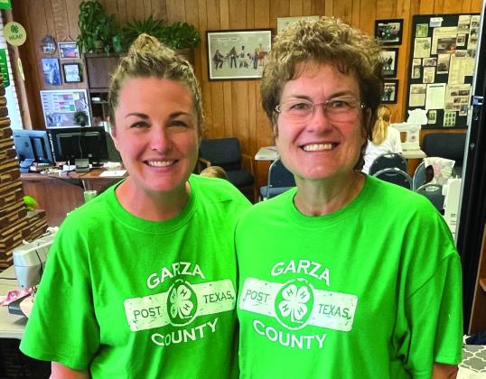 We found Xane Reiter, Garza County Family &amp; Community Health Agent, and Marcie Oden, 4-H Volunteer, busy at the Extension Office with a 4-H Community Service Project. This month they are sewing bibs for the nursing home. They have used donated material to cut out the bibs. Sixteen 4-H members gathered to complete the project. Other 4-H Volunteers included Barbara Palmer and Debbie Snead.