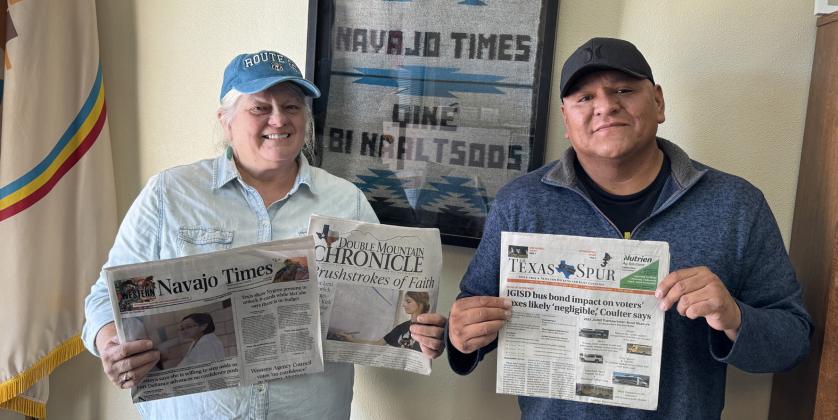 NEWSPAPER SWAP The Navajo Times is the largest independent, Native American-owned weekly newspaper in the U.S., based in Window Rock, Arizona, capital of the Navajo Nation. Founded in 1959 as a tribal newsletter, today it counts a circulation of 24,900 with more than 150,000 weekly readers. Our Texas Spur staff dropped by the paper’s offices in October 2025. | TEXAS SPUR