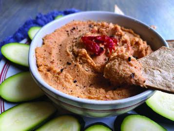 Red Pepper Hummus, a protein loaded bean dip