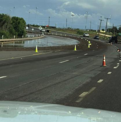 Southlake rose over its banks making Hwy 84 down to a single lane coming into town and going out of town. Photo Provided