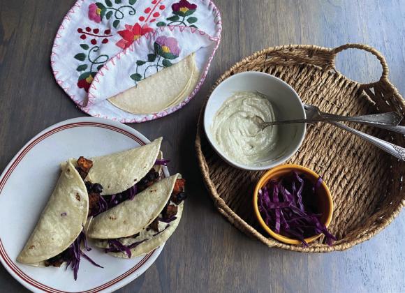 Spiced sweet potatoes, black beans good pair