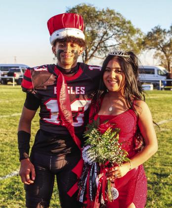 KING AND QUEEN Zachary Grubbs and Jaleen Levario were crowned the Homecoming King and Queen during the halftime show at Southland’s varsity football game Friday, Sept. 27. | EMILY GORDON PHOTO