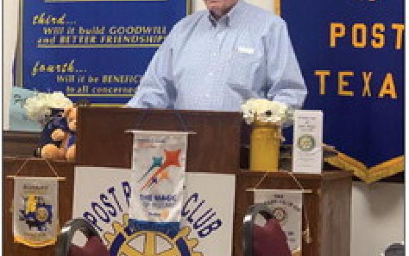 POST ROTARY Judge Lee Norman (Rotarian), shared history of Post and Garza County through historical articles from a collection in the book, ’40 Years of Lawlessness’ by Roger M. Pace. If you’re welcome to join the Rotary Club at noon every Tuesday. | ANNA GIBSON PHOTO