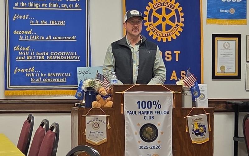 POST ROTARY At last week’s Post Rotary Club meeting today Post’s Jim Simpson talked with the organization about being raised and growing up, working, living in Post and technology advancements and roles he had in that field. | COURTESY PHOTO