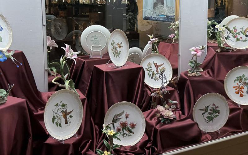 BOEHM IN BLOOM Hummingbird figurines and decorative plates by Boehm are displayed in Exhibit No. 1 at the OS Museum as part of the spring exhibit, “Where History Blooms: Symbols of Spring,” on view through May 29. | POST DISPATCH