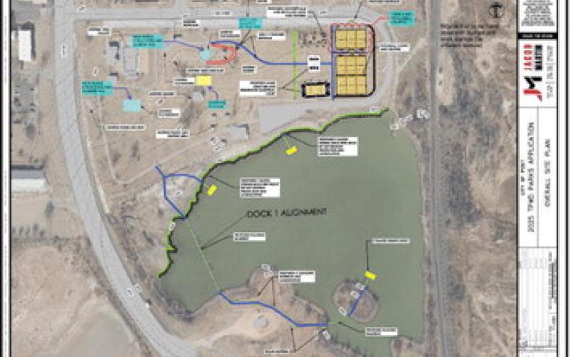 SITE PLANS The city of Post has been applying for park and rec grants through SPAG. The planned improvements include pickleball courts, an exercise court, safe bike trail for preschoolers, refurbished basketball courts, lighting, fishing piers and more hike and bike trails. This is a graphic for review from the engineers. | JACOB MARTIN ENGINEERING