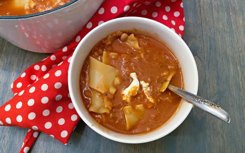 LASAGNA SOUP All the comforting flavors of lasagna come together in this cozy, one-pot soup—perfect for busy holiday nights. | ANGELINA LARUE PHOTO