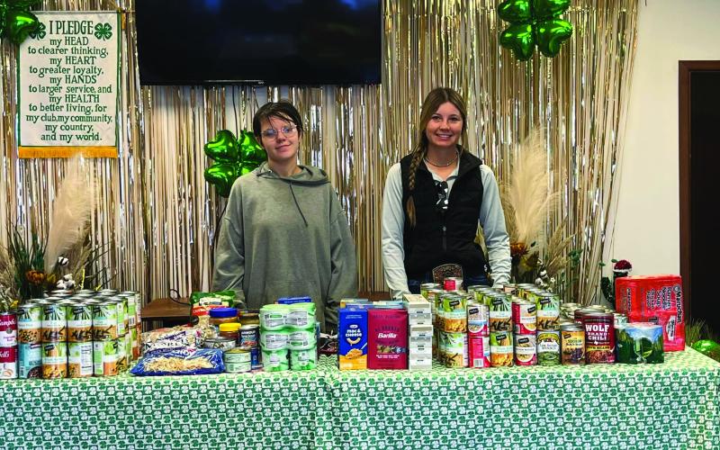Garza County 4-H members Sarah Palmer and Sylee Peterson look over the donations for the November Community Service project. Canned and dried food items were delivered to Garza CountyTrailblazers beforeThanksgiving. The 4-H members are especially thankful to all who donated to the project and helped to make someone’s Thanksgiving a little more special this year! A special thanks to Sarah, Sylee, and also Jackie Milton for helping to deliver the items to Trailblazers. PHOTO PROVIDED
