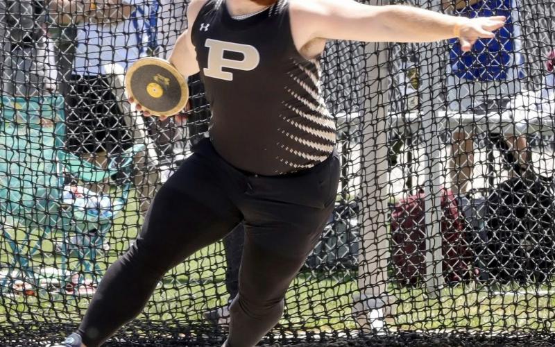 DOUBLE GOLD Mason Wright of Post High School competed in discus at the Region 1 track and field meet May 2. Wright, now a four-time State qualifier, won gold in both the shot put and discus to advance to the state meet in Austin, representing the Bold Gold. | HOLLY CRUTCHER PHOTO