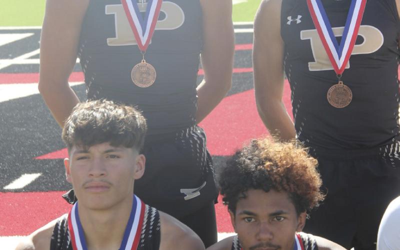 LEFT SPRINT RELAY Raiden Osborne, Alek Garcia, Aiden Rodriguez and Landyn Garcia received their medals after finishing third in the 4x200meter relay at the area meet to qualify for the Region 1-2A Track Meet. | MINGO SOTO