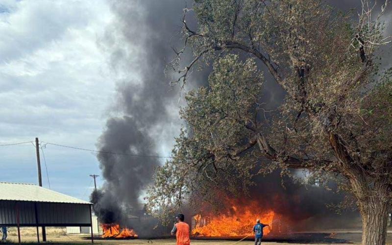 TOTAL LOSS Southland ISD lost teacher housing in a fire Oct. 12. Authorities say the cause of the fire is undetermined. The home was occupied by volleyball coach Jonathan Ingle, who was away for the weekend when the blaze consumed all his belongings. | AUDREY LEE PHOTO