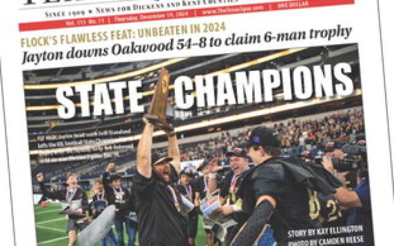 FRENSHIP HIGHSCHOOLER Camden Reese got his shot at covering the UIL State Football Chamionship in December 2024 thanks to a Texas Spur connection— and came away with an award winning page- one photograph.