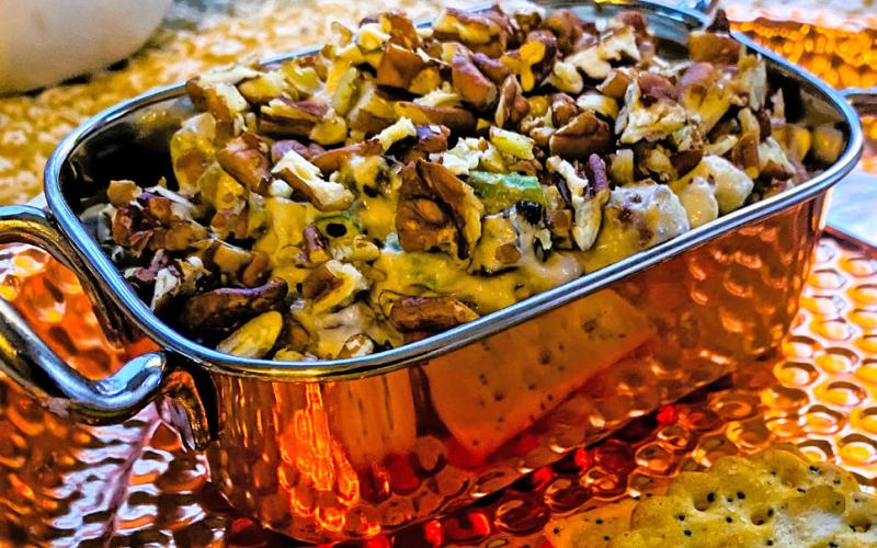 CHEESE BALL DIP This creamy, savory cheese spread with toasted pecans, scallions, and olives is perfect for pairing with crackers, veggies, or a fresh bread bowl. | ANGELINA LARUE PHOTO