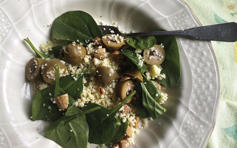 Couscous spinach grain bowl