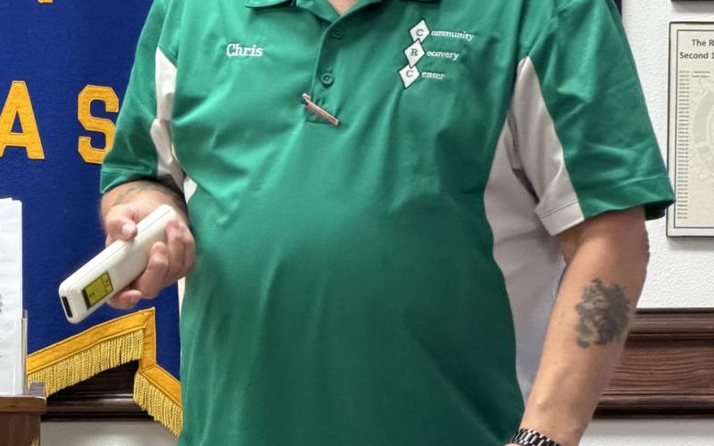 SHAMROCK SCHOLAR Post Rotary Club member Chris Atkinson presented a program on the religious significance of St. Patrick’s Day during the club’s March 17 meeting. | COURTESY PHOTO
