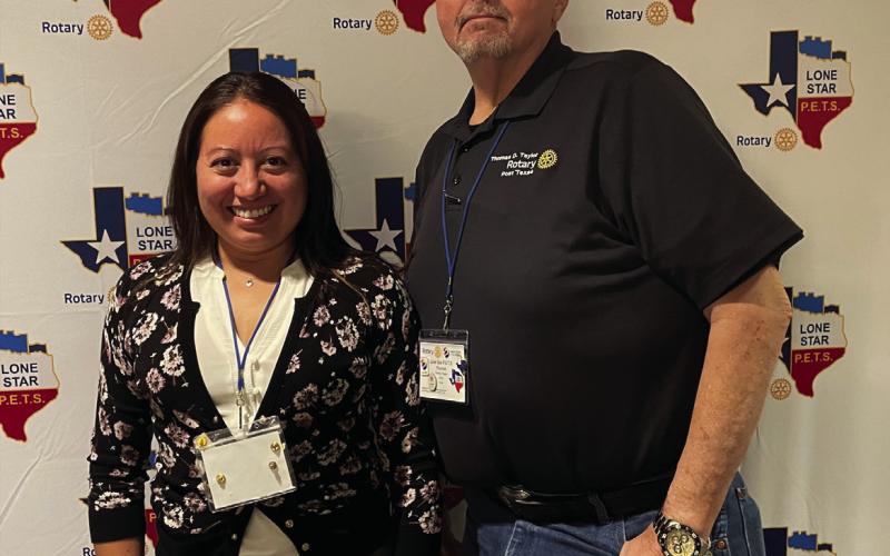 Dr. Xochitl Anderton, President-elect of the Rotary Club of Post and Chief Deputy Thomas Taylor, President-nominee attended the Lone Star President-Elect Training Seminar (PETS) at DFW’s Hyatt Hotel on February 24 and 25.