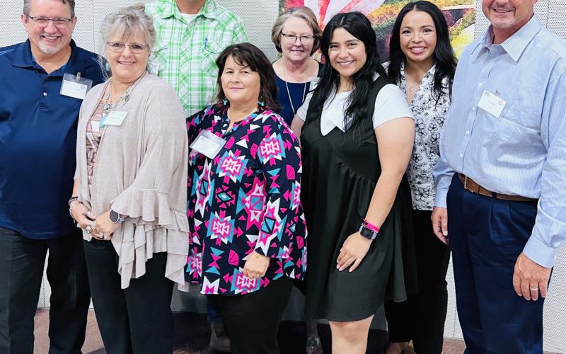 CITY REPRESENTATION City staff represented the City of Post at the Texas Municipal League Region 3 meeting. Back row, from left: Michael Cole, Pam Humble, and Susan Collazo. Front row, from left: Chris Atkinson, Pam Atkinson, Laurie Odom, Zayra Pizana and Rhett Parker. Collazo just completed an officer term as secretary of the TML Region 3. | COURTESY PHOTO