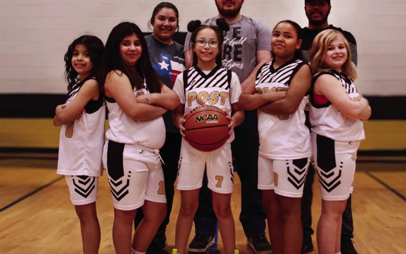 Girls 3rd/4th Coaches Kaylon and Marisa Liniger, Sponsor H&amp;amp;M Dirt Contractors Inc., and players Anella Collazo, Carina Guerrero, Dae Sha Bell, Rosalee Torres, Phoenix Strawn-Cash, and Valerie Arrellano. | WHITNEY DORSETT PHOTO