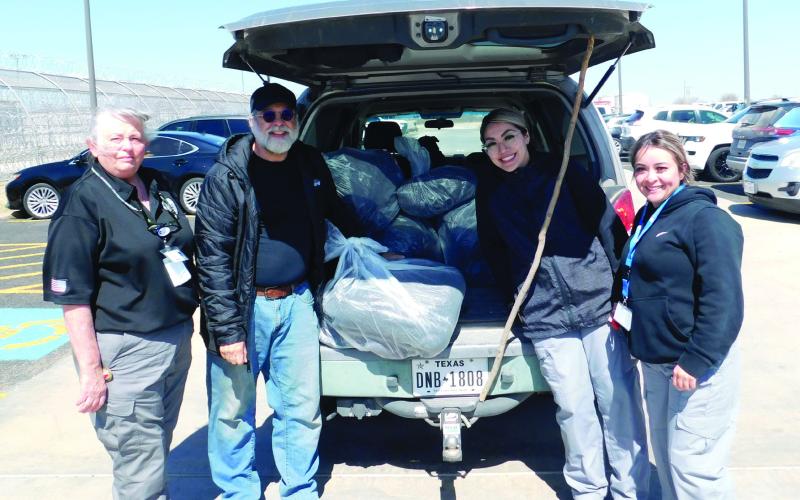 The Dalby Correctional Facility is proud to continue its partnership with the Post Animal Refuge Center. The facility is able to recycle the use of gently used blankets by donating them to the animals at the center. Pictured with PARC representative Rick Jones are Dalby Security Officers Virginia Leake, Aisha Walls and Soila Gonzales. Photo Provided