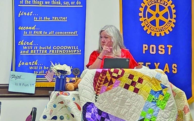 POST ROTARY Kyle Walkup of Walkup’s Point shared about her business and recent projects, highlighting her love for quilting. She said creativity is not only a way to make something beautiful, but also a way to nourish the spirit and soul. Walkup expressed how everything they do at Walkups Point allows them to share that creativity with the community and reflect the love behind everything they do. | COURTESY PHOTO