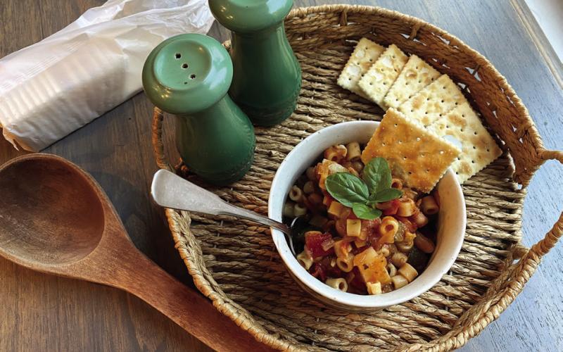 FALL VIBES Minestrone is a wonderful way to keep a soup in a hearty-way, satisfying yet packed with good nutrition. The addition of pasta, and even some potato in this version, makes for a filling meal. | ANGELINA LARUE PHOTO RABBITS OF DIFFERENT SORTS have multiplied at the Jackrabbit Route 66 gift shop in Sot. Joseph, Arizona. A scary-looking giant rabbit—saddled up for photo ops—was replaced some years ago with a happier one, and was joined by a VW Rabbit on the site.