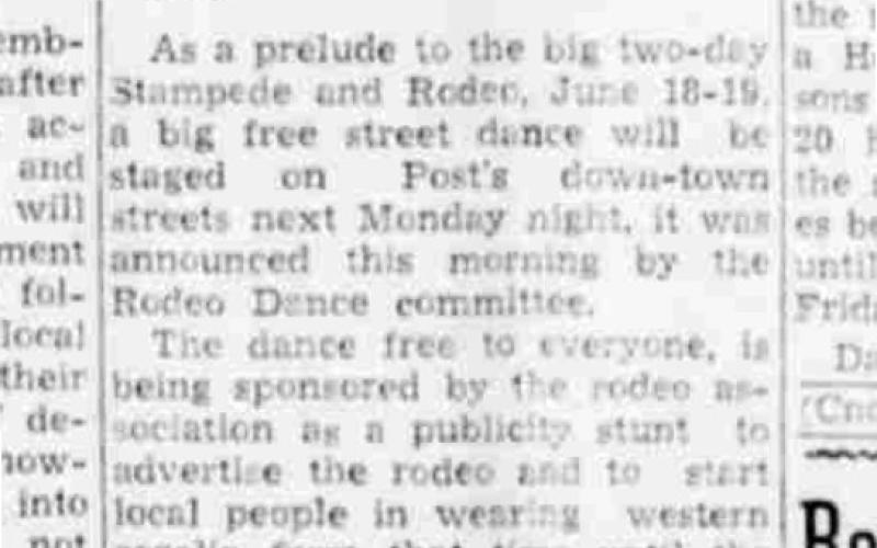 “Everyone is invited to attend the dance and urged to wear rodeo regalia,”